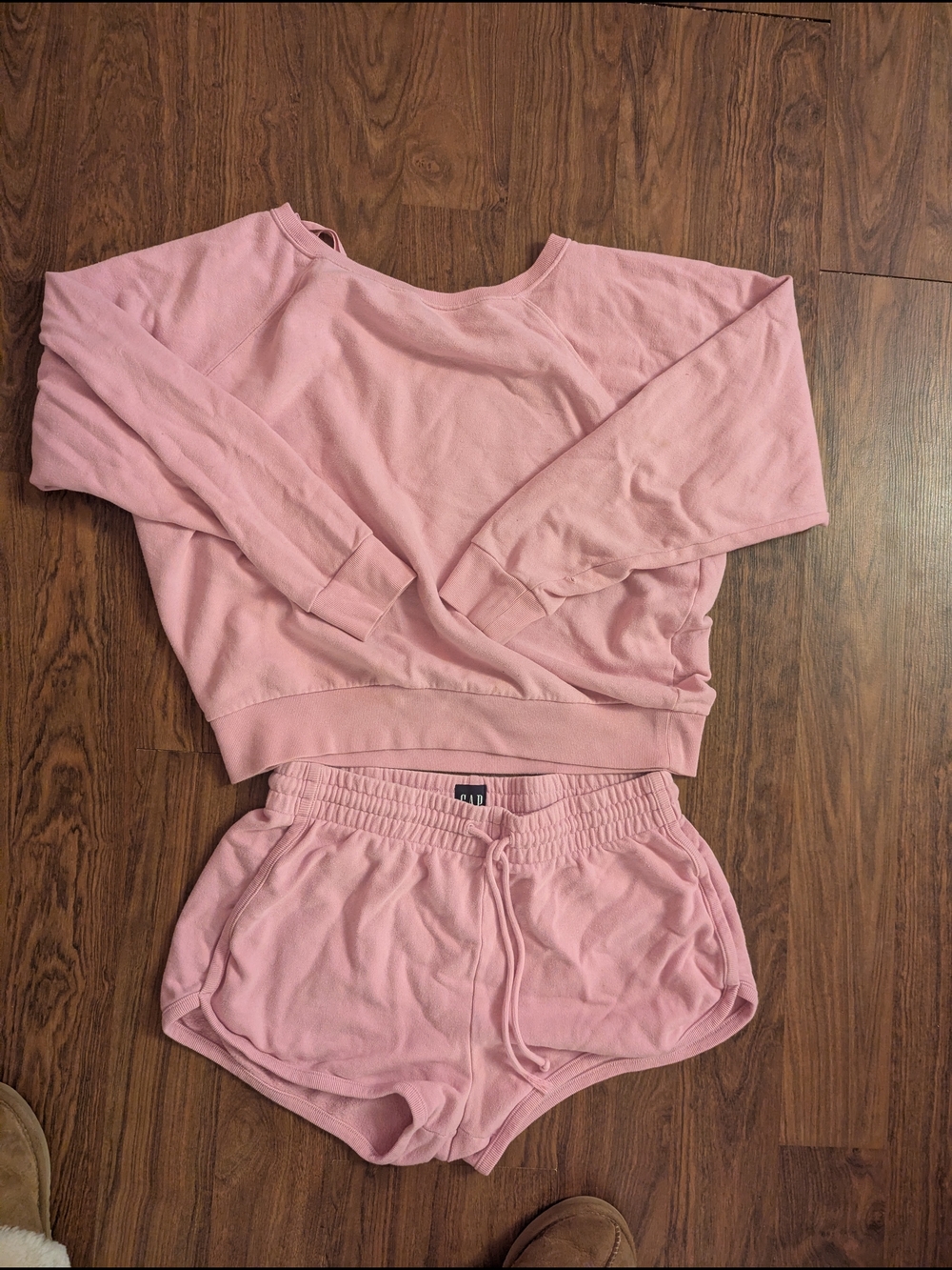 GAP Soft Pink Sweatshirt and Drawstring Shorts Lounge Set